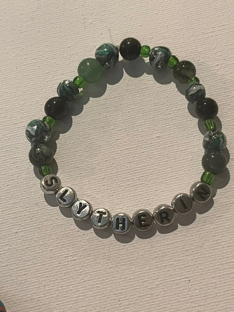 Slytherin Beaded Bracelet – One of a Kind Crystal Infused